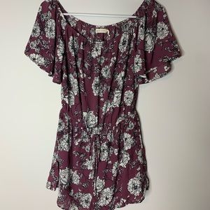 Purple floral romper